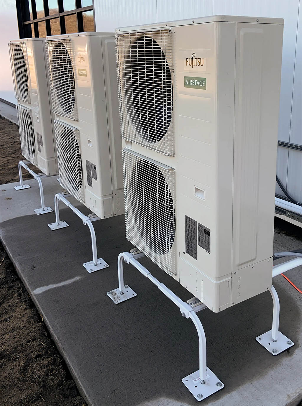 Three large heat pumps