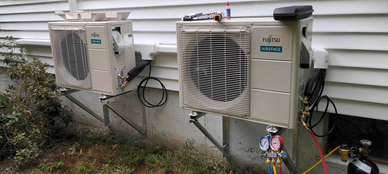 Fujitsu heat pumps being installed